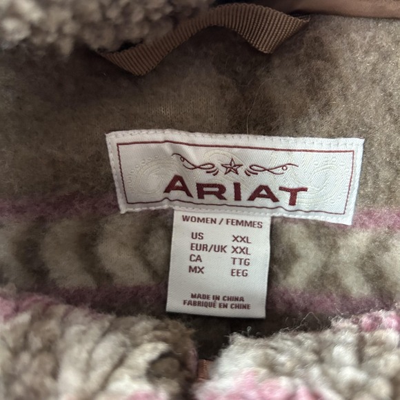 Ariat Jacket Womens XXL Plus Brown Sherpa Fleece‎ Horse Print Bandit Western Zip - Picture 5 of 10